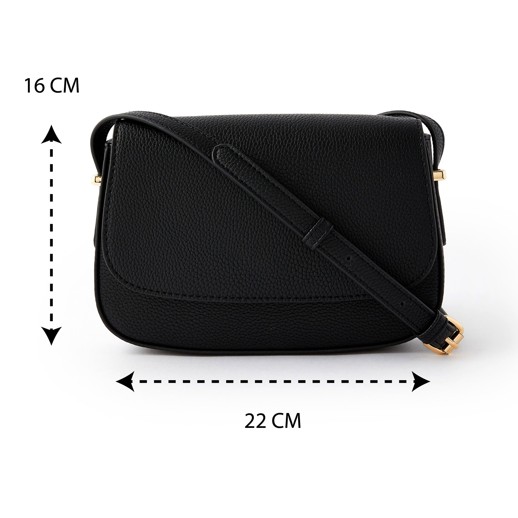 Accessorize London Women's Faux Leather Ruby Saddle Bag-Black