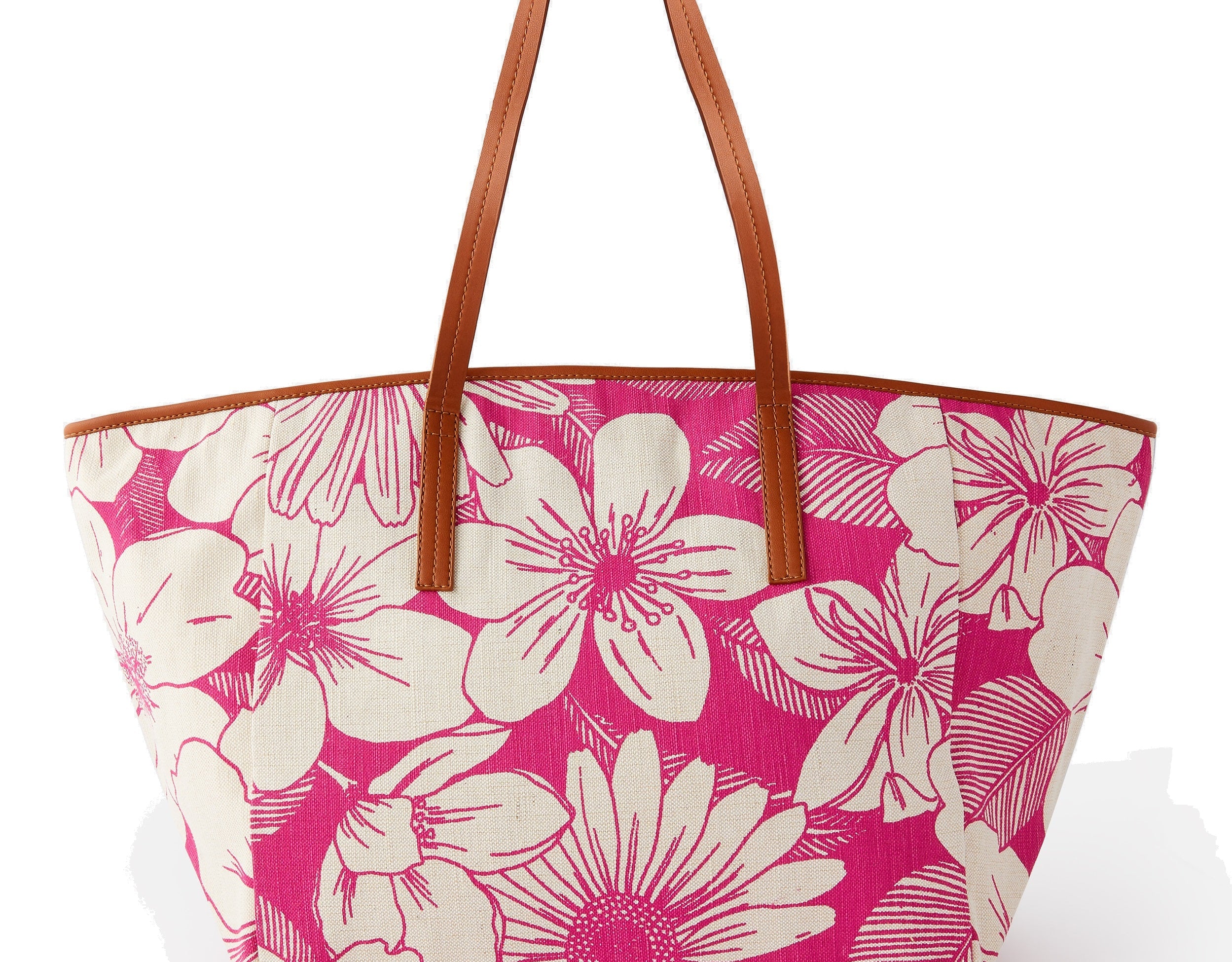 Accessorize London Women's Pink Floral Perla Print Cotton Shopper Bag