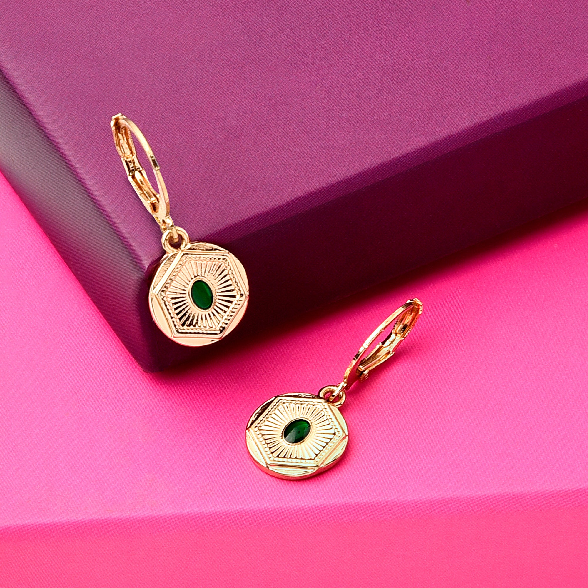 Accessorize London Women's Reconnected Mini Coin Gem Hoop Earrings