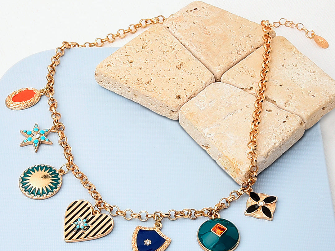 Accessorize London Women's Reconnected Enamel Charmy Collar Necklace