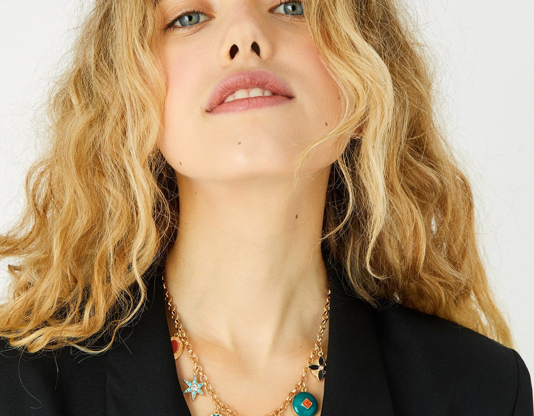 Accessorize London Women's Reconnected Enamel Charmy Collar Necklace