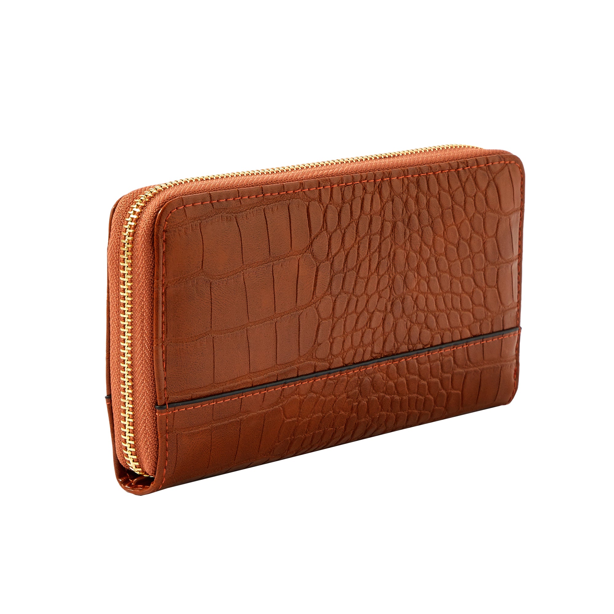 Accessorize London Women's Faux Leather Large Zip Around Reptile Wallet