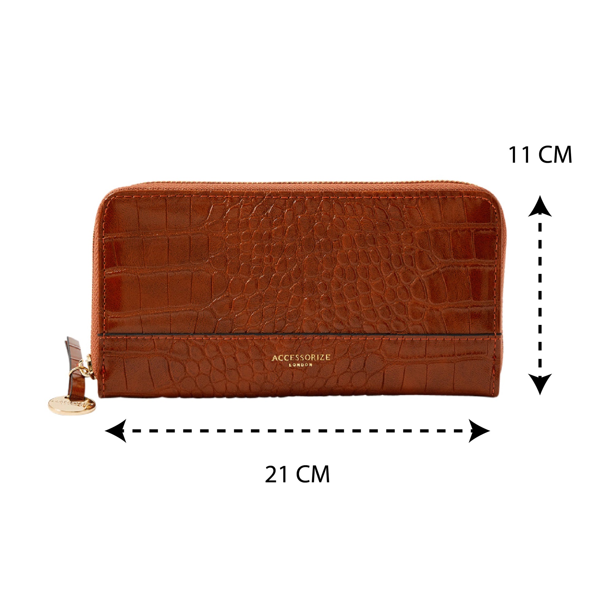 Accessorize London Women's Faux Leather Large Zip Around Reptile Wallet