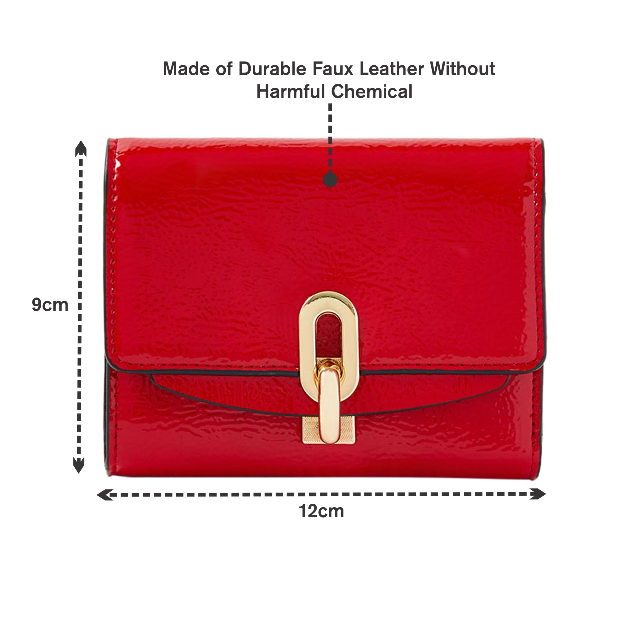 Accessorize London Women's Faux Leather Red Patent Lock Wallet Purse