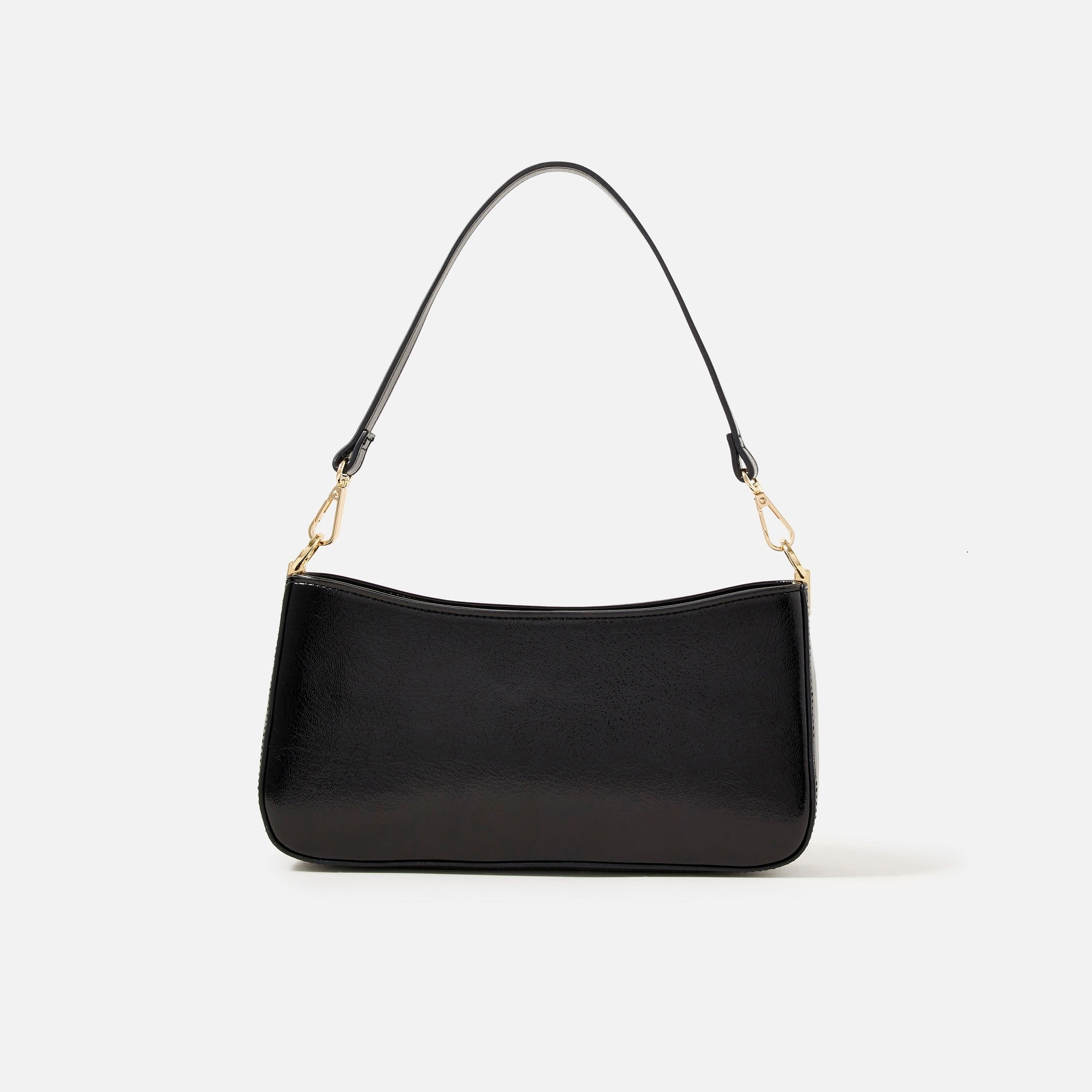 Accessorize London Women's Faux Leather Black Roxanne Shoulder Bag