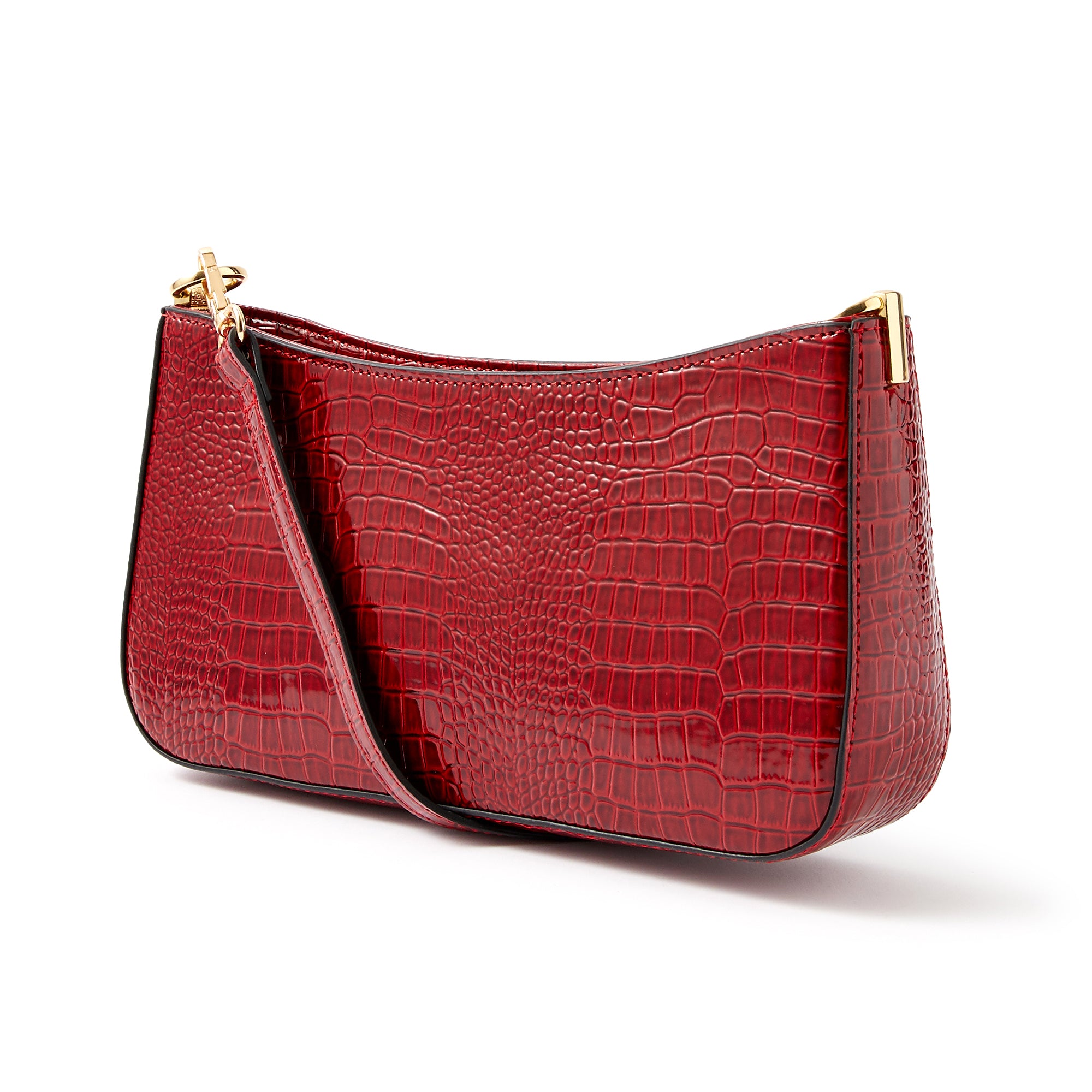 Accessorize London Women's Faux Leather Croc Roxanne Baguette Shoulder Bag - Red