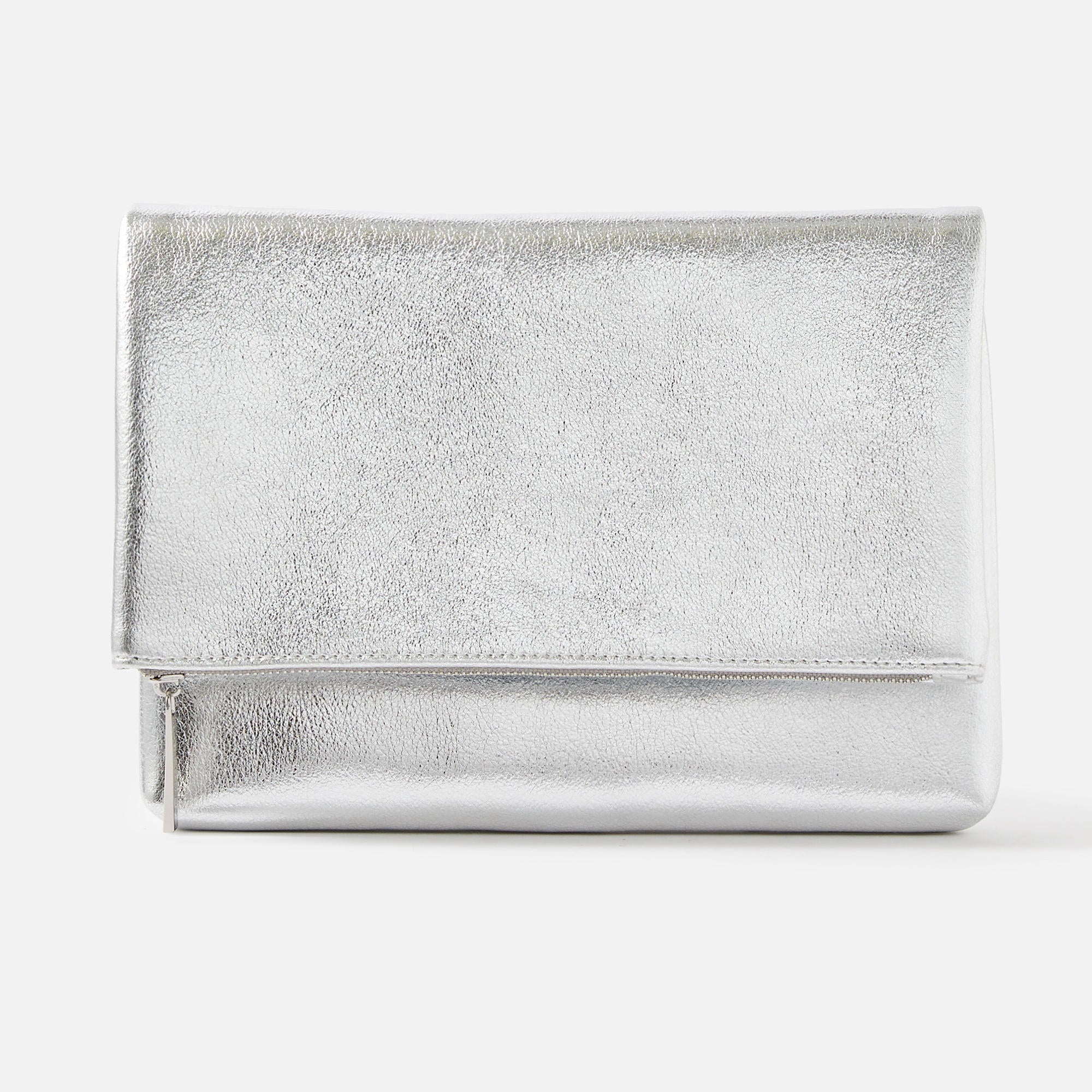 Accessorize London Women's Foldover Clutch Bag Silver Silver