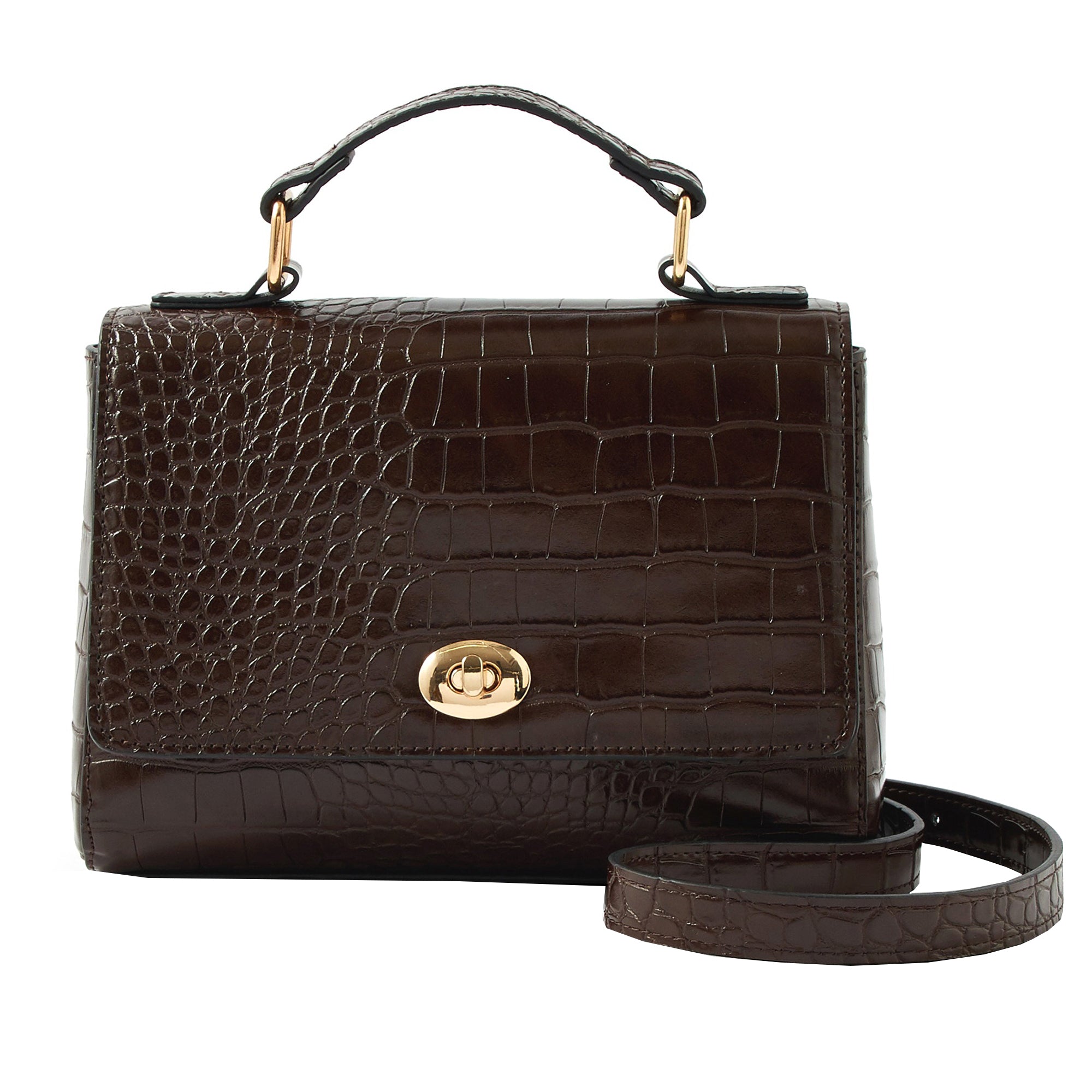 Accessorize London Women's Jessica Croc Bag Brown