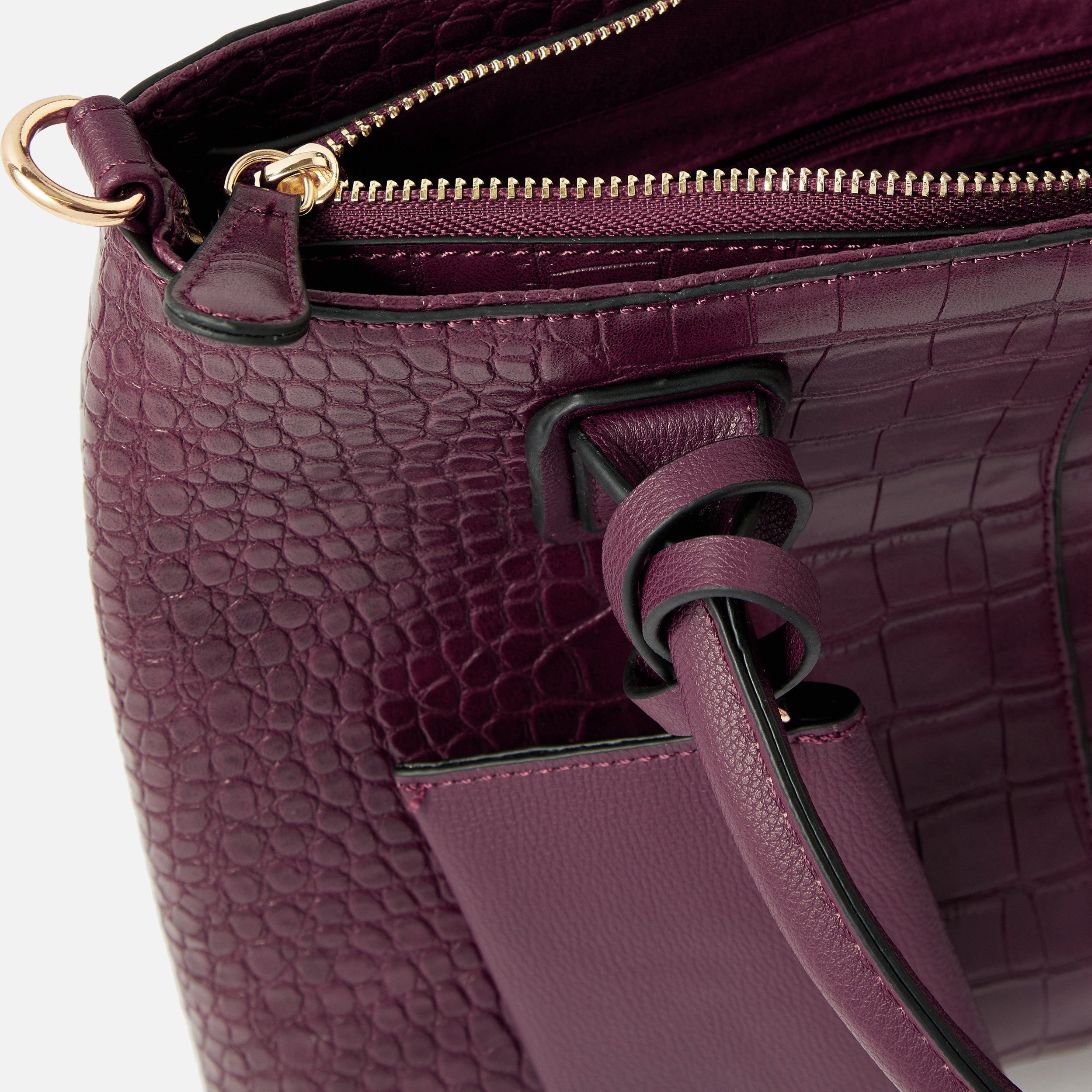 Faux Leather Burgundy Caroline Handheld Bag