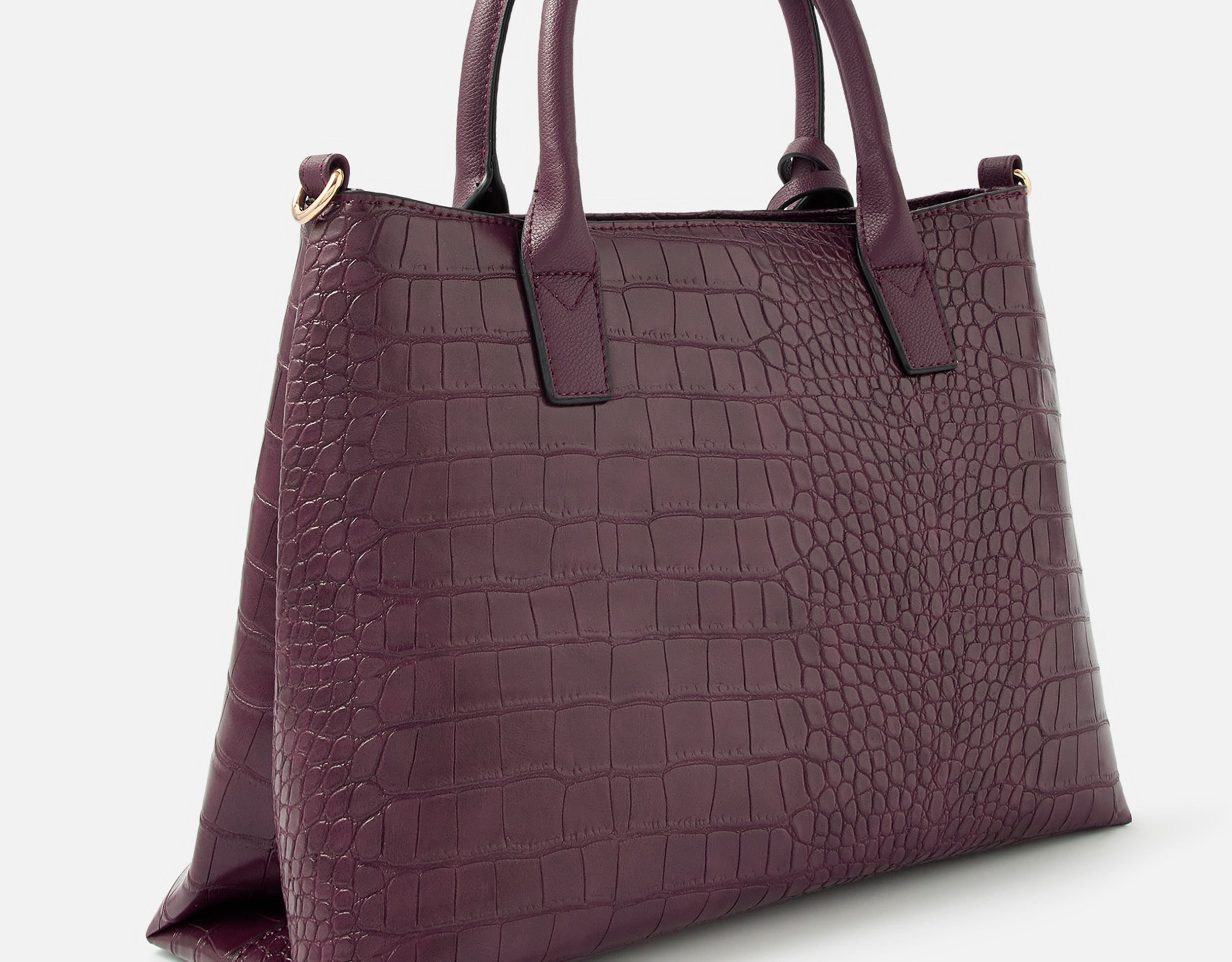 Faux Leather Burgundy Caroline Handheld Bag