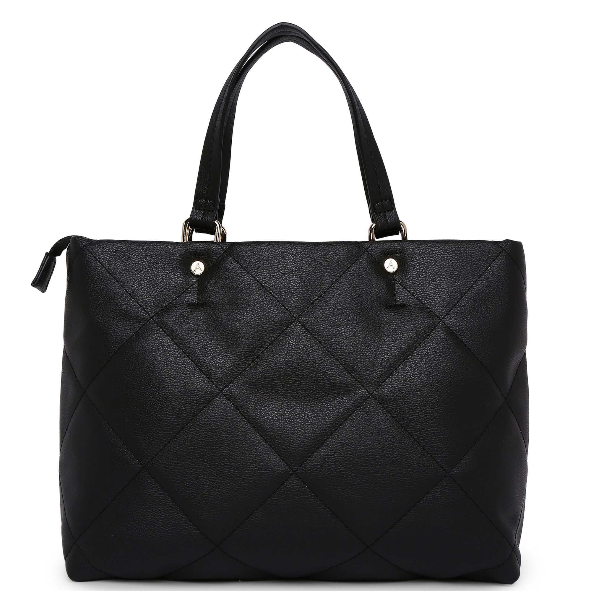 Accessorize London Women's Faux Leather Black Kayleigh Quilted Handheld Bag