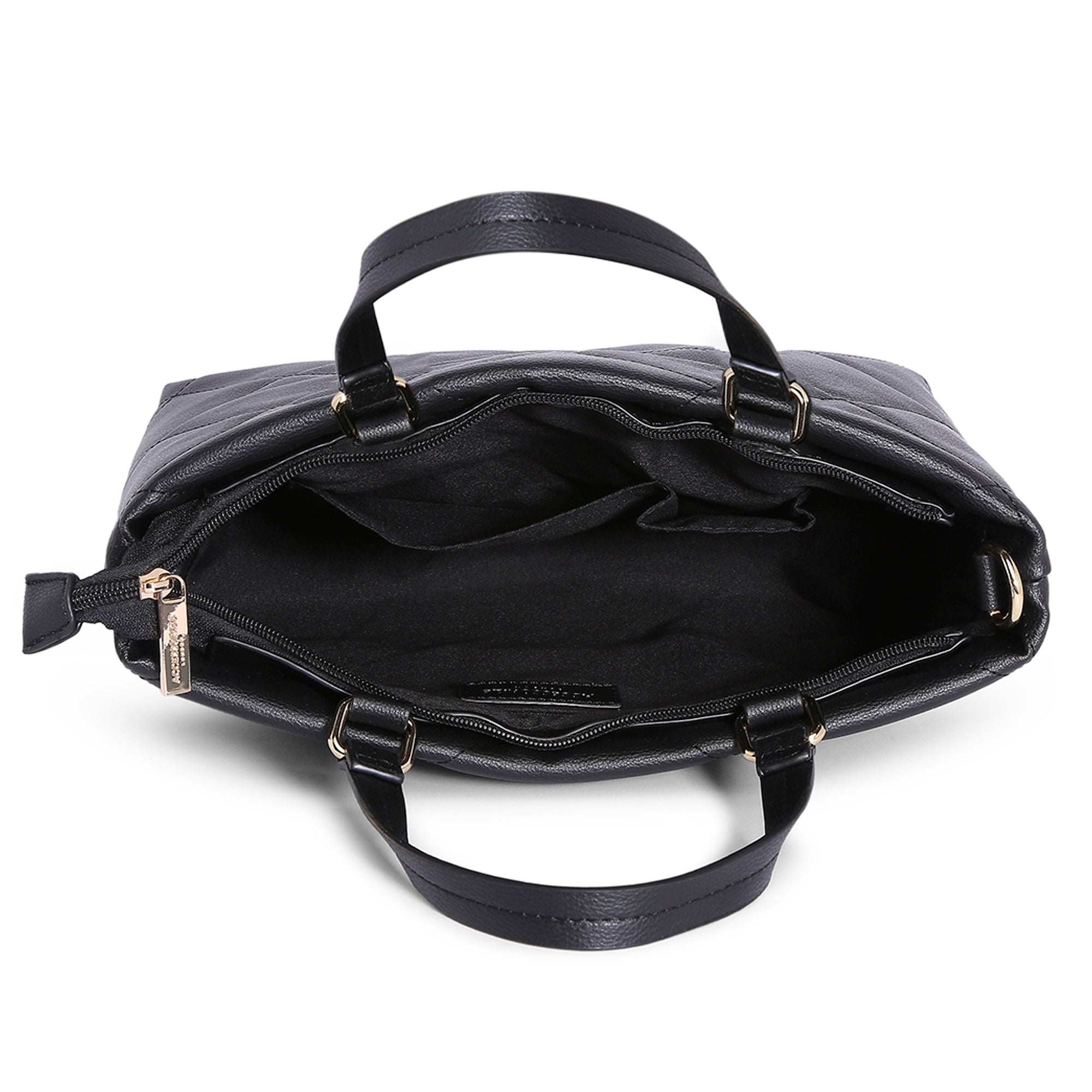 Accessorize London Women's Faux Leather Black Kayleigh Quilted Handheld Bag