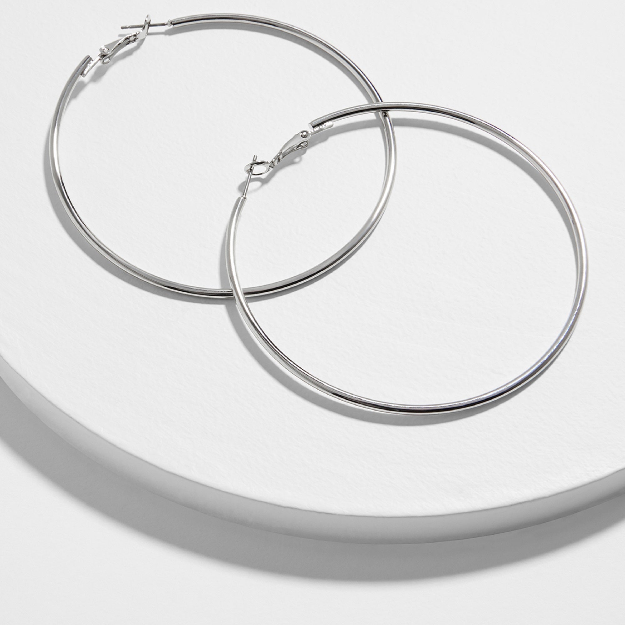 Accessorize London Women's Silver Medium Simple Hoop Earring