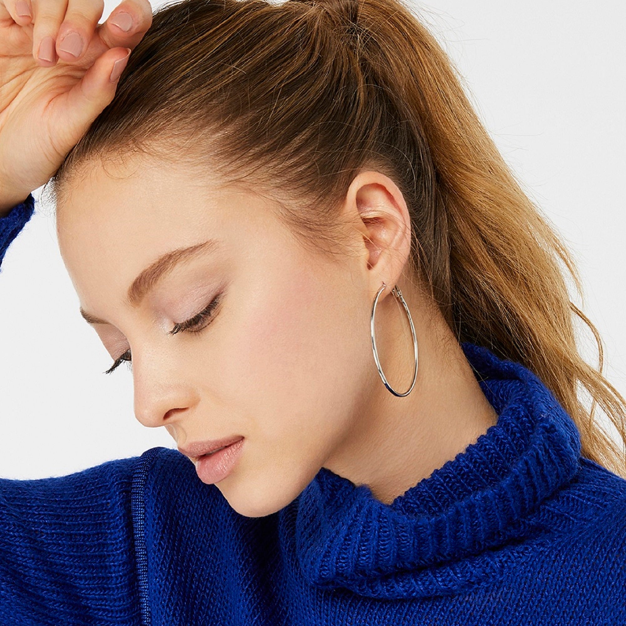 Accessorize London Women's Silver Medium Simple Hoop Earring