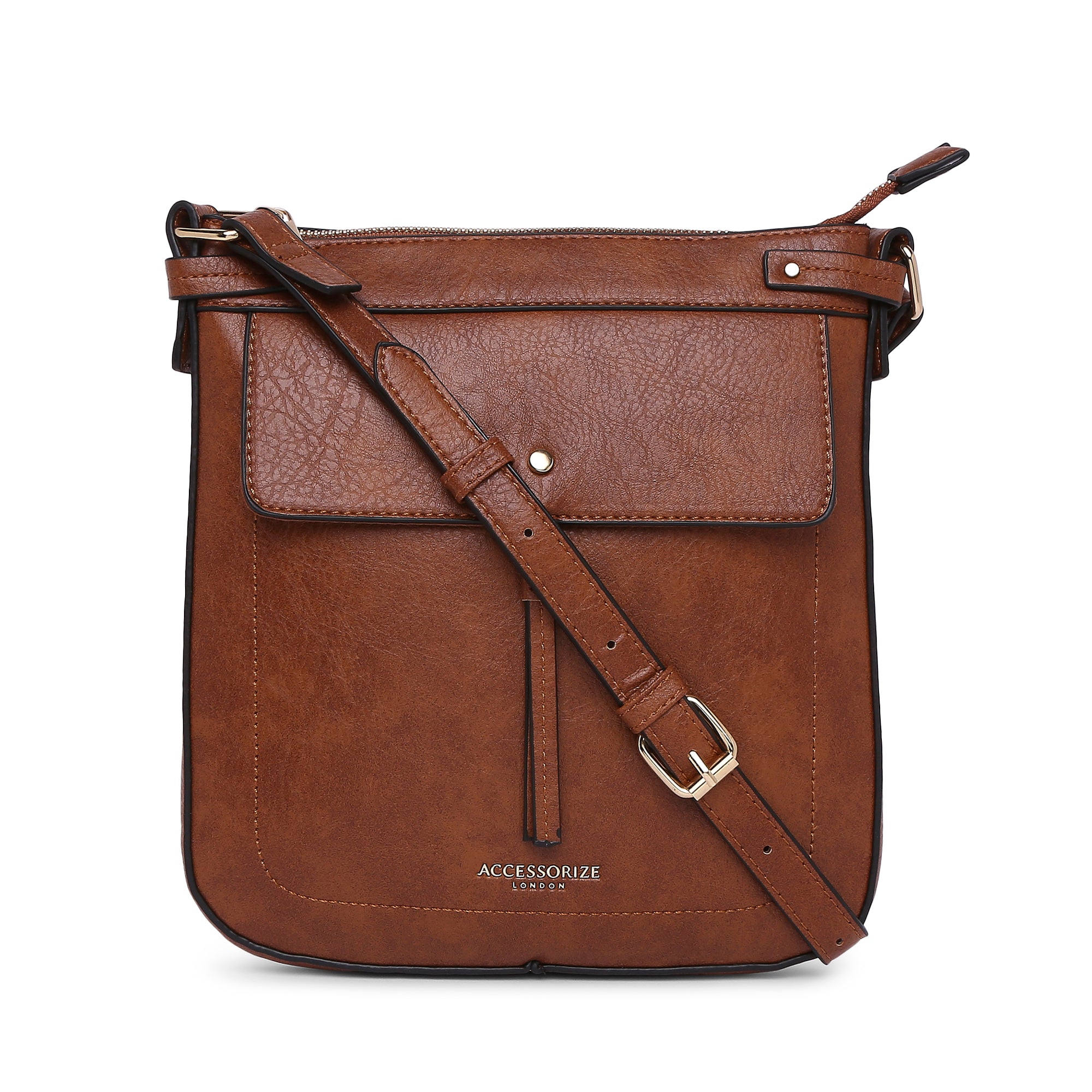 Accessorize London Women's Messenger Bag Tan - Main Image
