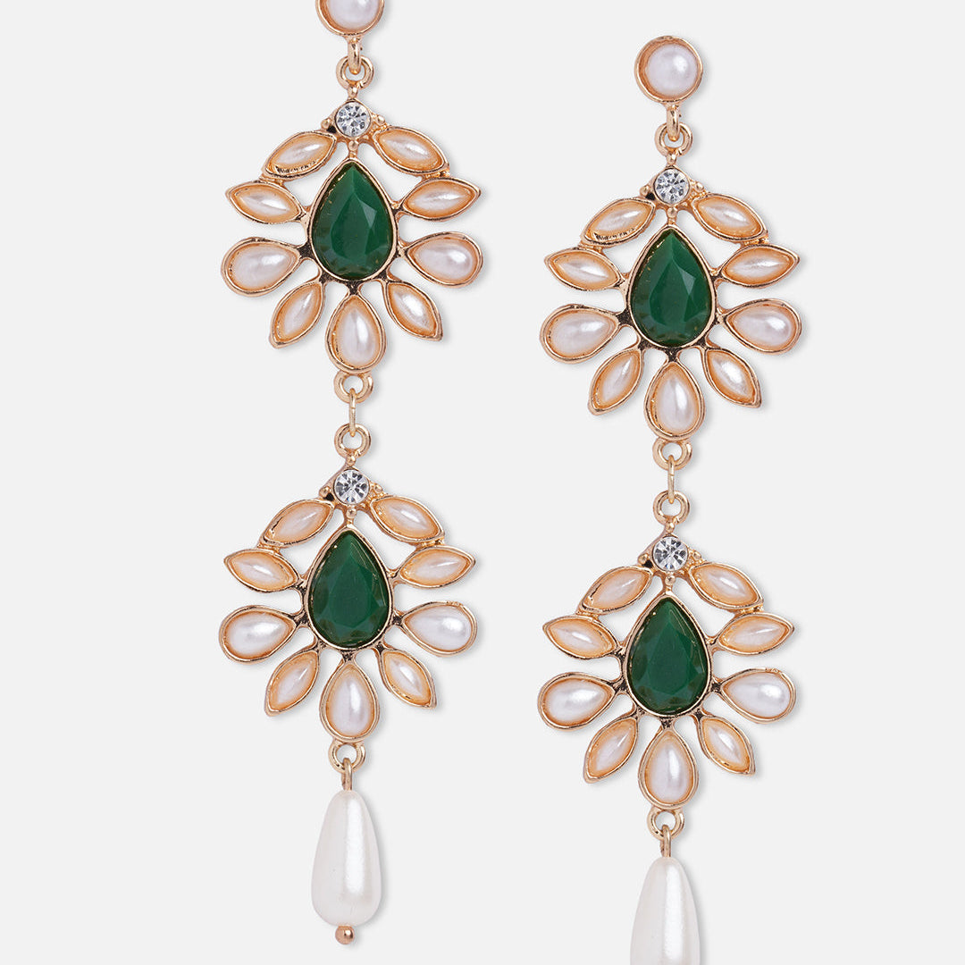 Accessorize London Women's Floral Pearl Long Drop Earring