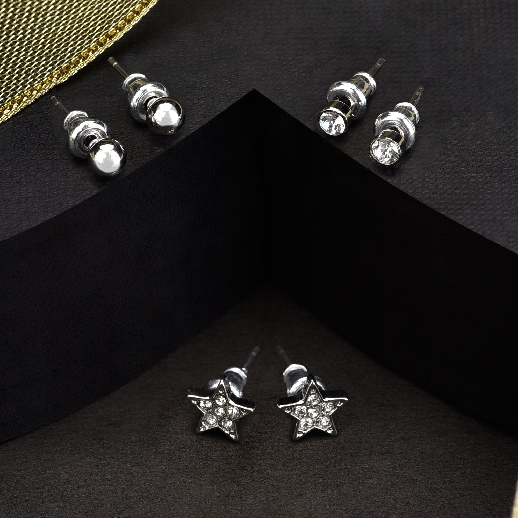 Accessorize London Women'S Silver Set Of 3 Star Stud Earring Pack