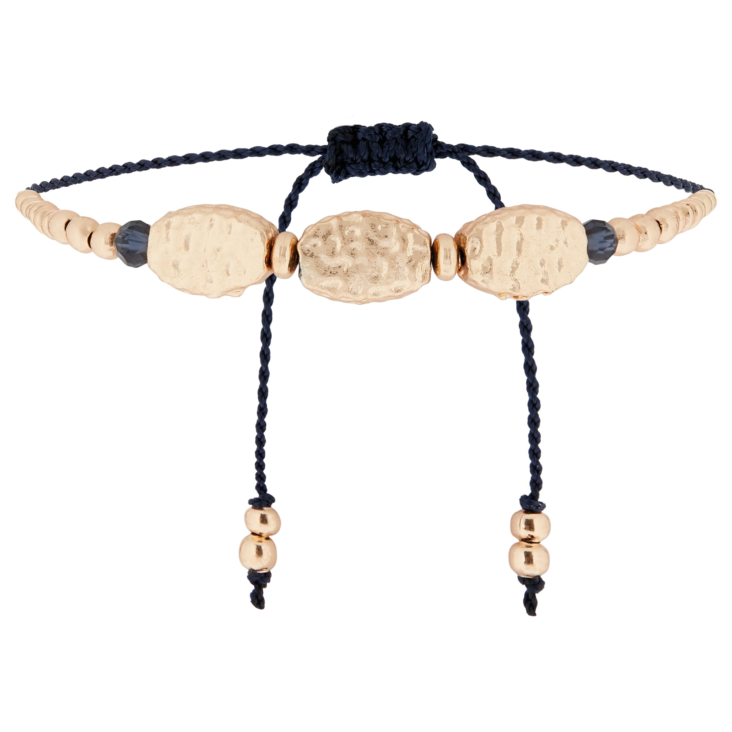 Accessorize London Women's Navy Hammered Friendship Bracelet