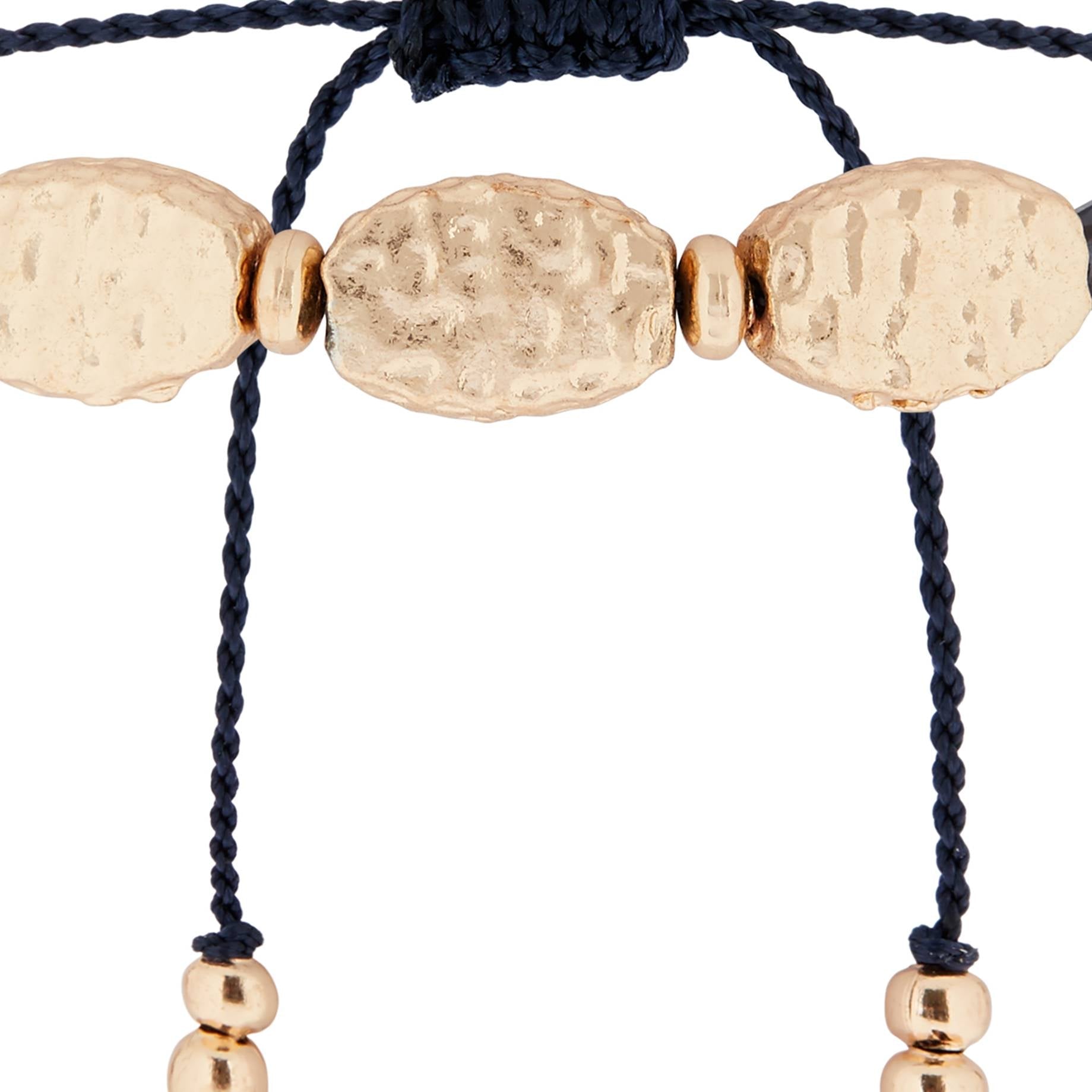 Accessorize London Women's Navy Hammered Friendship Bracelet