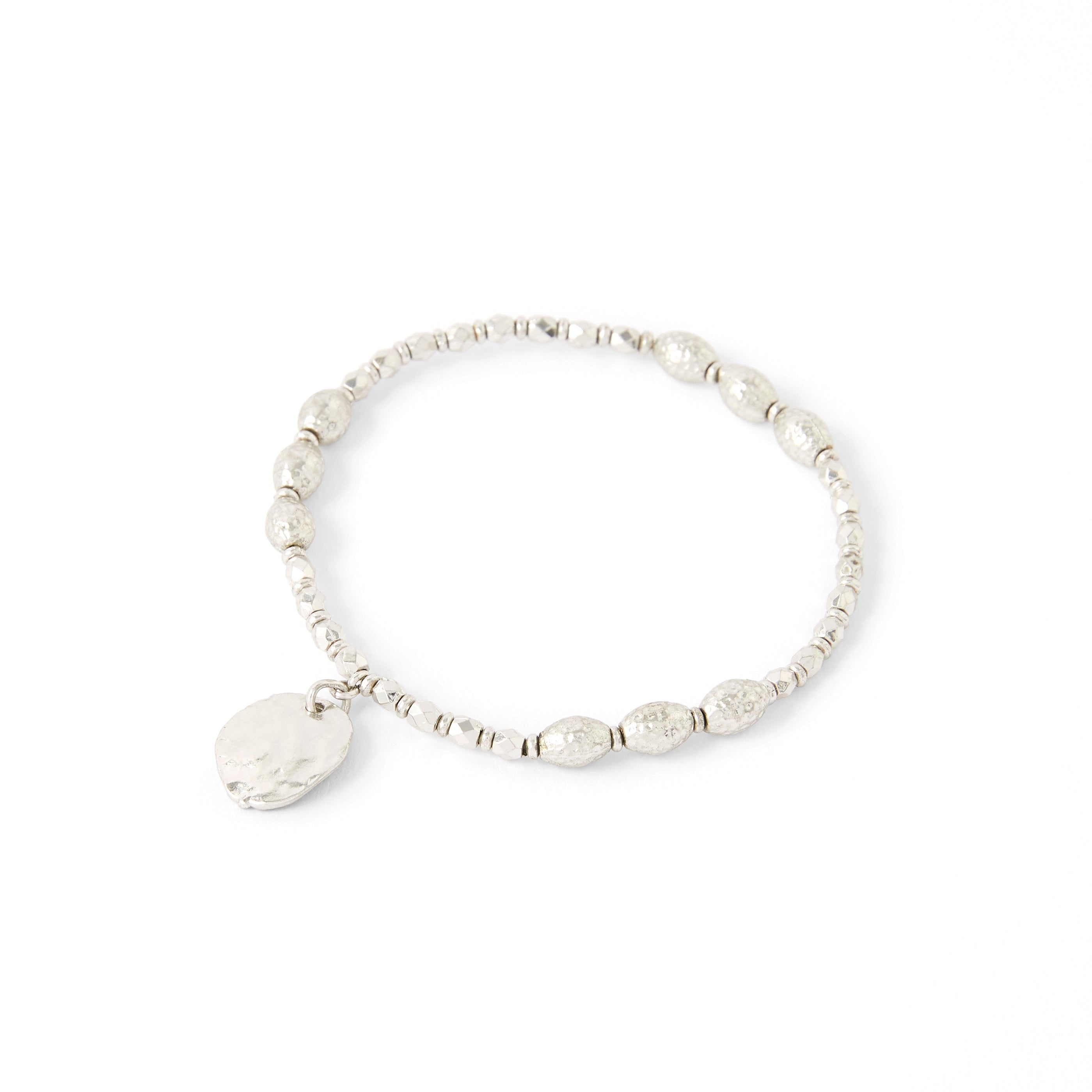 Accessorize London Women's Silver Bead Stretch Disc Bracelet