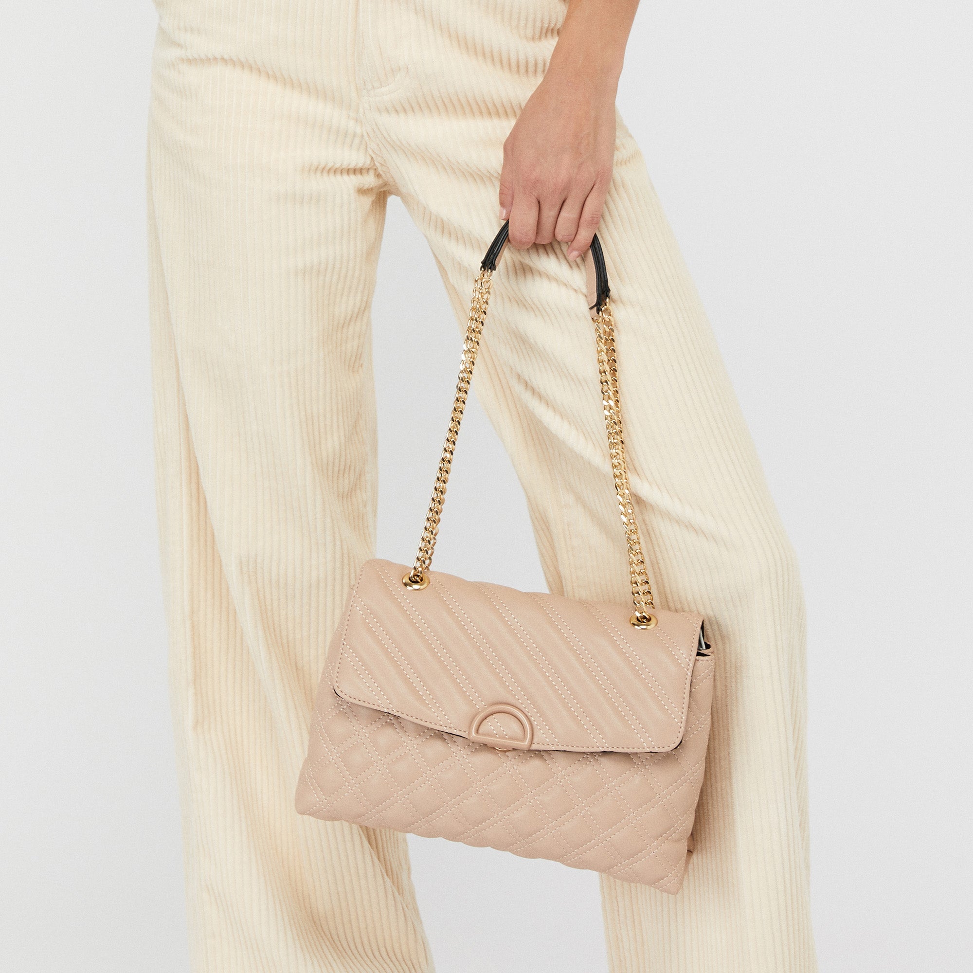 Accessorize London Women's Ayda Quilted Shoulder Bag Nude