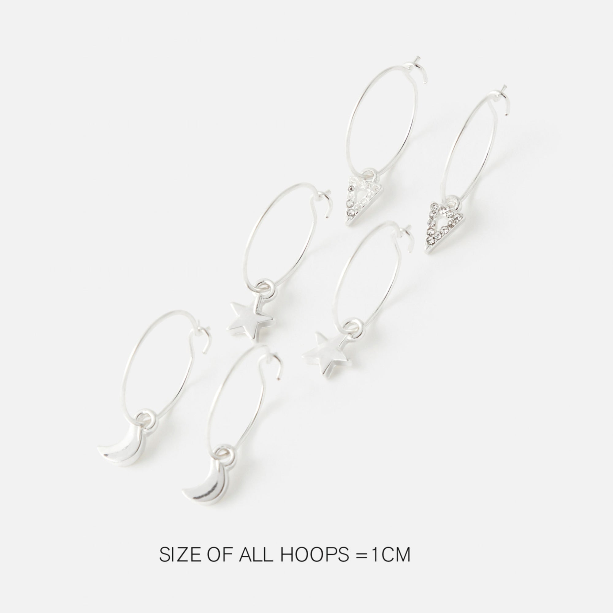 Accessorize London Women's Set Of 3 Celestial Hoop Earrings