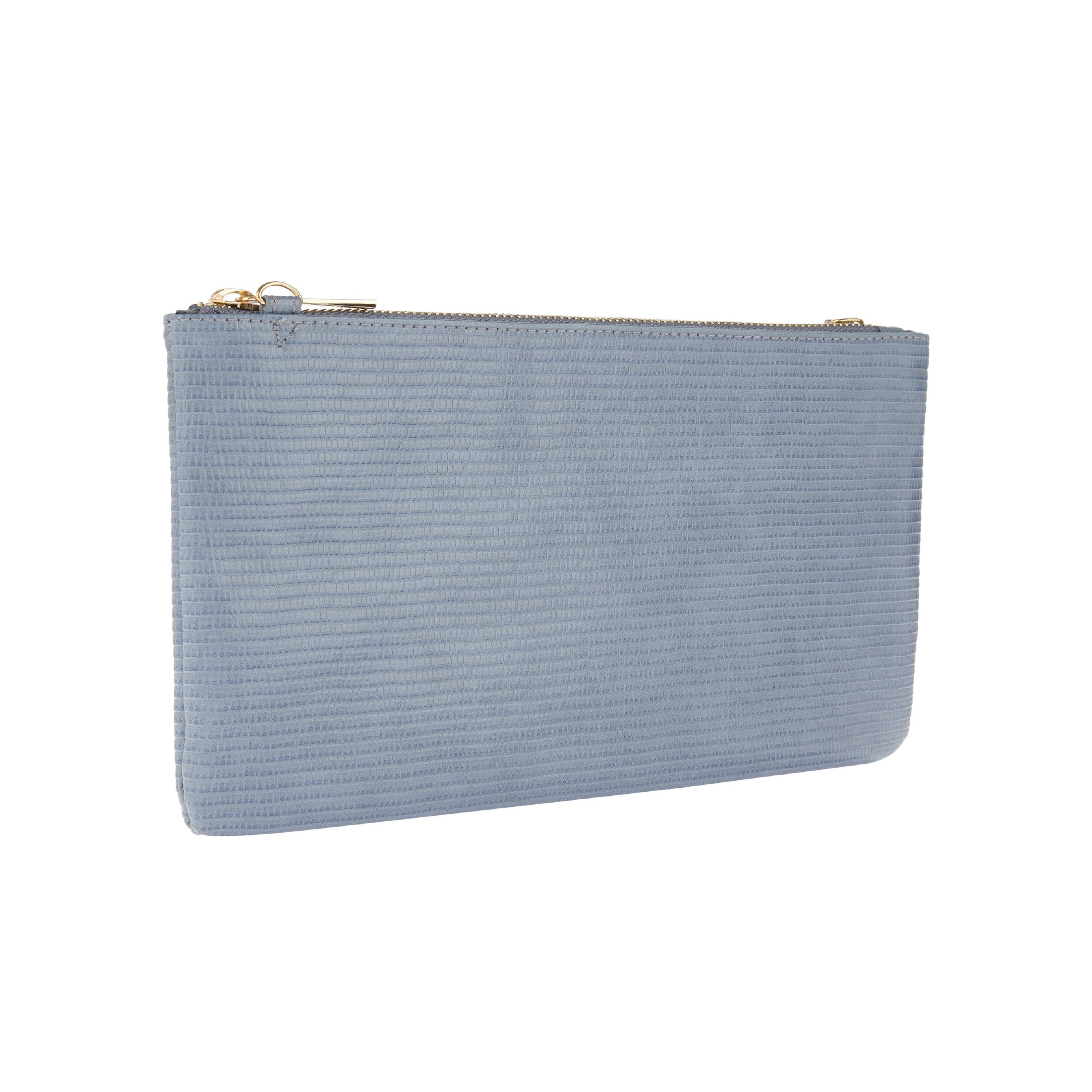 Accessorize London Women'S Faux Leather Blue Zip Top Clutch