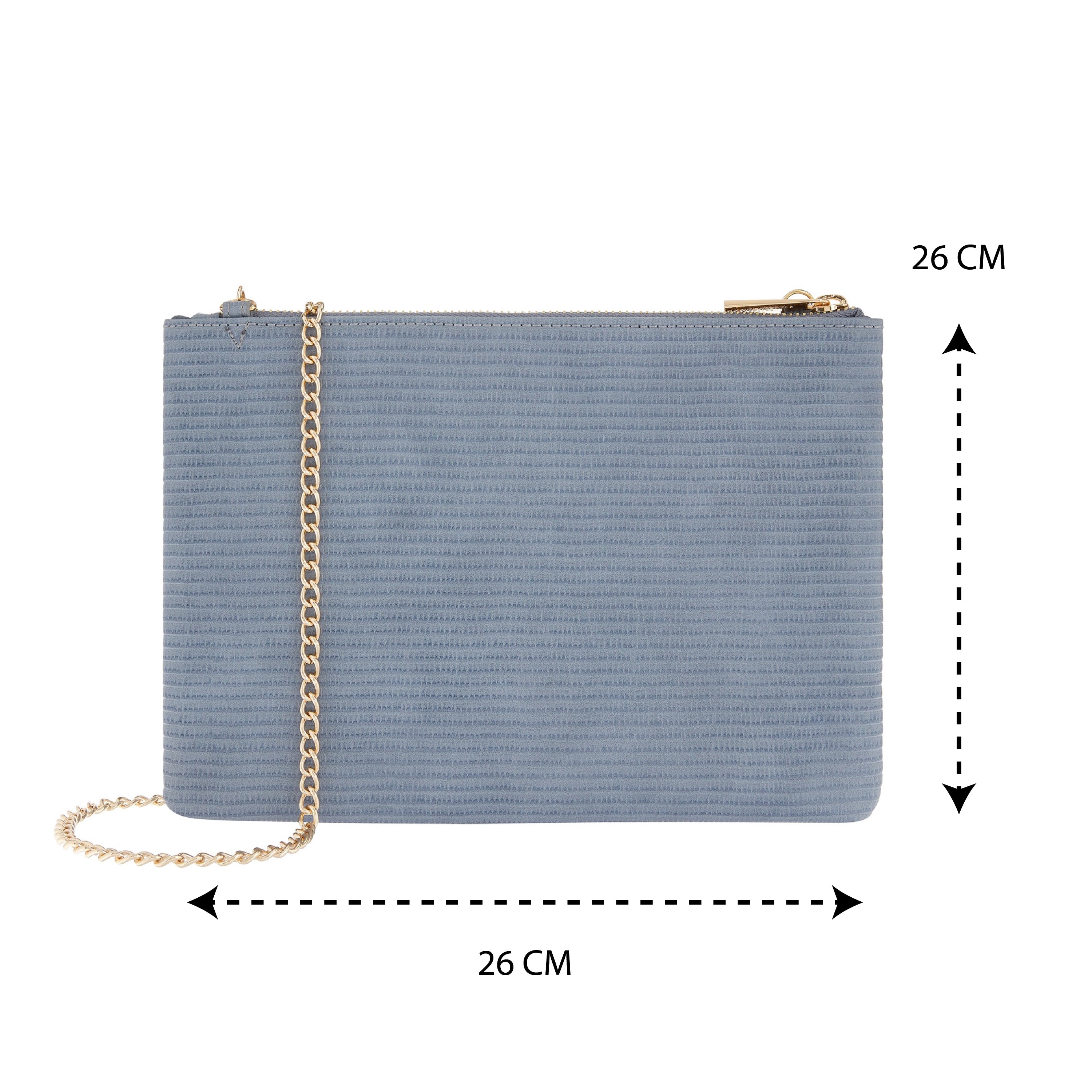 Accessorize London Women'S Faux Leather Blue Zip Top Clutch