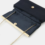 Accessorize London Women's Faux Leather Pleated Satin Clutch-Blue