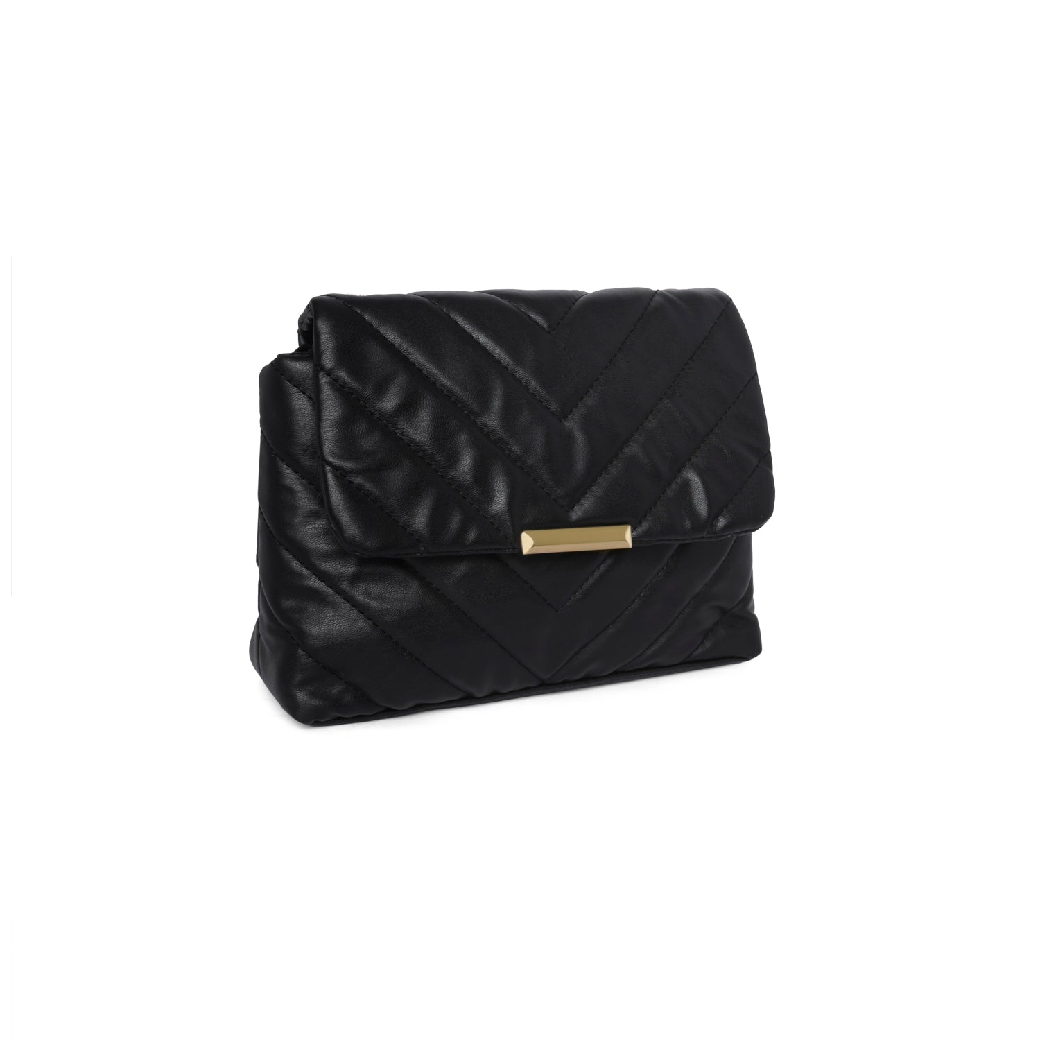 Buy Black Quilted Leather Bag With Gold Chain Online In India -  India
