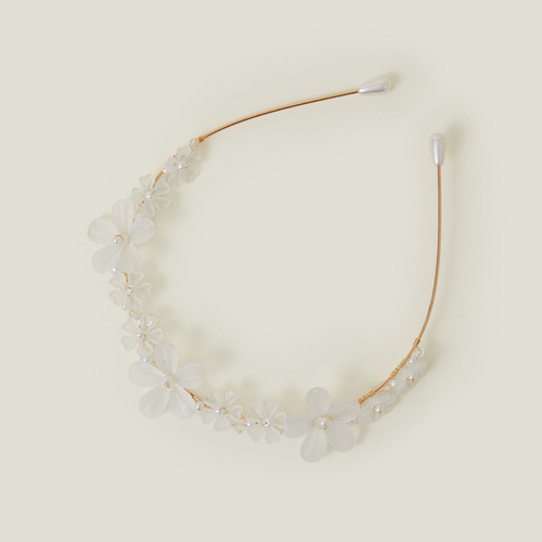 Pearly Flower Metal Headband Ivory
