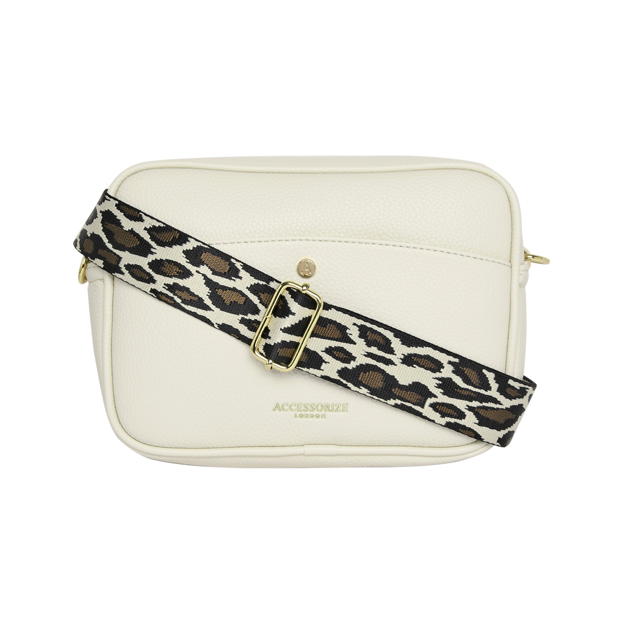 Accessorize London Women's Camera Bag With Webbing Strap-Cream