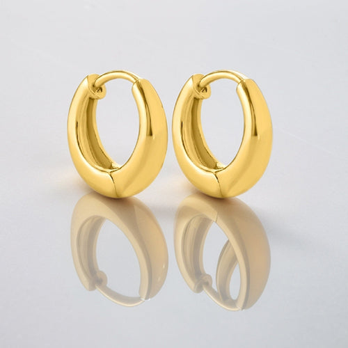 Real Gold Plated Plain Huggie Hoop Earrings