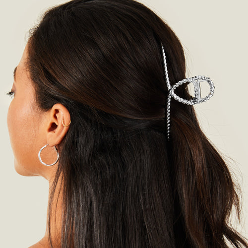 Accessorize London Women's Silver Twisted Metal Claw Clip Silver