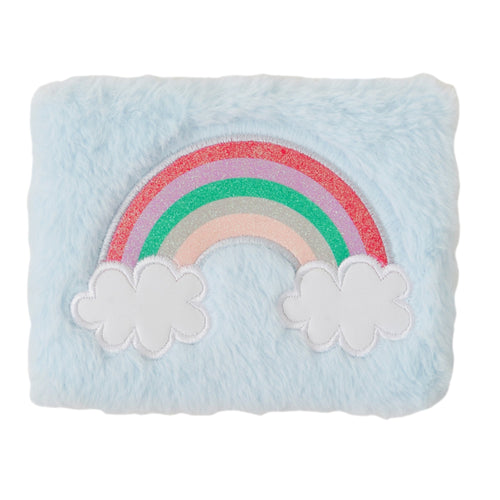 Accessorize London Blue Faux Fur Rainbow Notebook