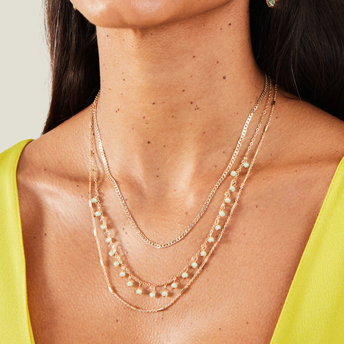 Accessorize London Women's Gold Bead And Chain Layered Necklace