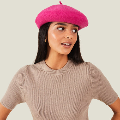 Accessorize London Women's Wool Beret Pink