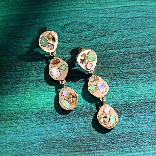 Accessorize London Women's Gem Triple Drop Earrings