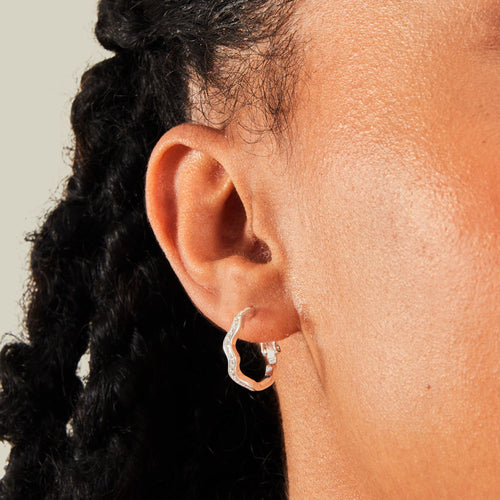 Accessorize London Women's Silver-Plated Cubic Zirconia Sparkle Wiggle Hoop Earrings