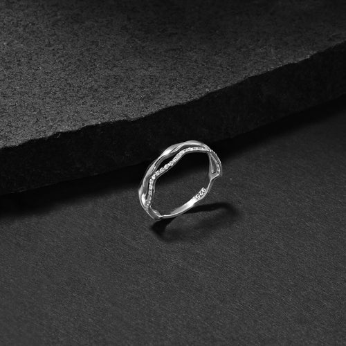 Accessorize London Women's 925 Sterling Silver Hallmark Cubic Zirconia Sparkle Wiggle Ring-Large