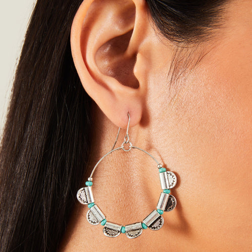 Accessorize London Women's Turquolse Semi Circle Hoop Earrings