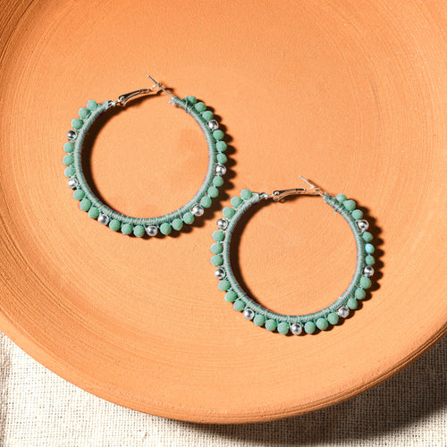 Accessorize London Women's  Turquoise Beaded Fan Hoop Earrings