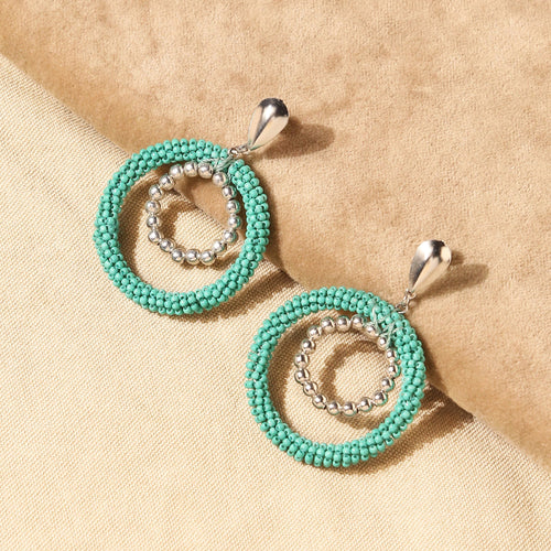 Accessorize London Women's Turquoise Chunky Bead Circle Drop Earrings