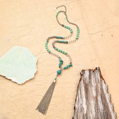 Accessorize London Women's Turquoise Long Tassel Necklace