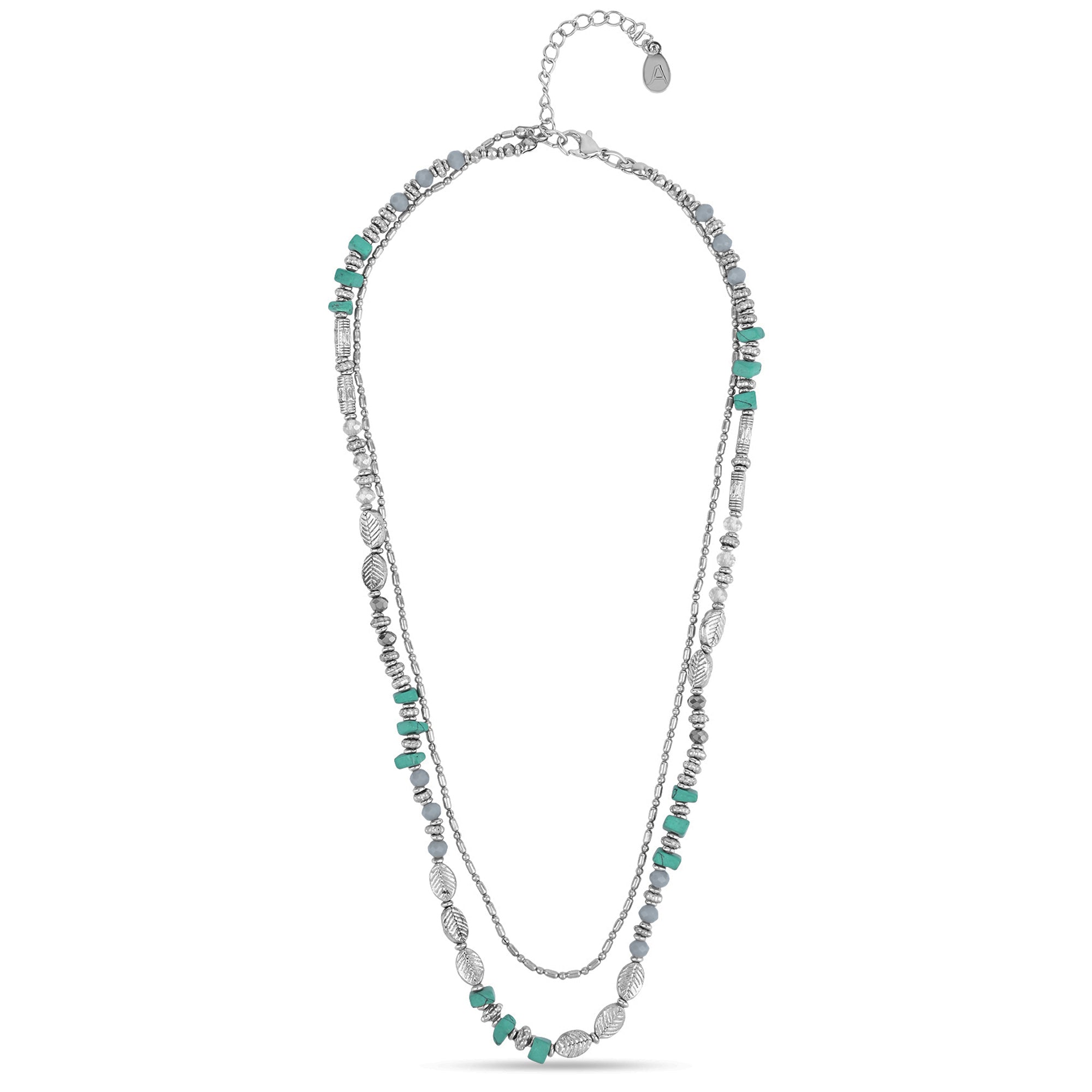 Turquoise Leaf Layered Necklace