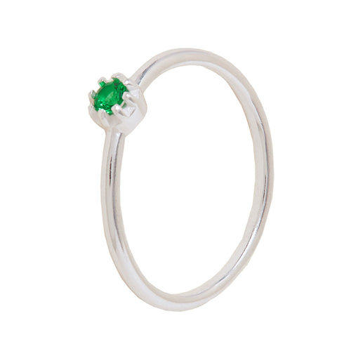 Accessorize London Women's 925 Sterling Silver Hallmark Green Sparkle Ring  - SMALL