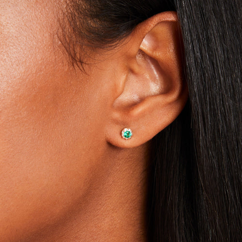 Accessorize London Women's 925 Sterling Silver Hallmark Green Stone Stud Earrings