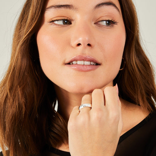 Accessorize London Women's Sterling Silver-plated Hammered Ring Silver - LARGE