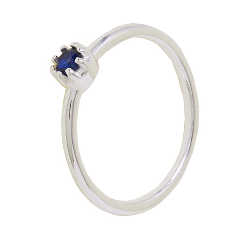 Accessorize London Women's 925 Sterling Silver Hallmark Navy Blue Sparkle Ring - Medium