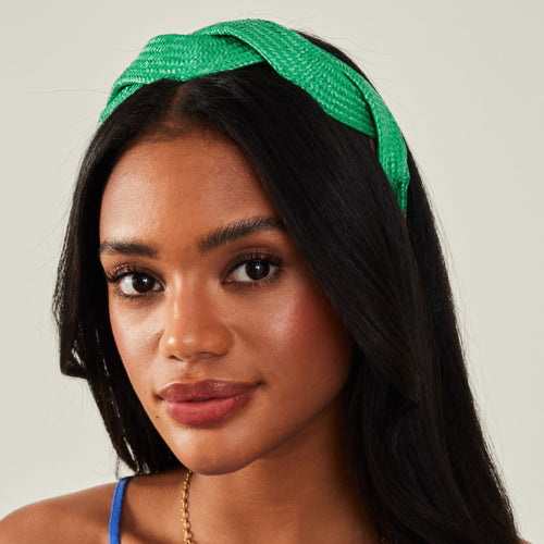 Accessorize London Women's Green Woven Raffia Headband